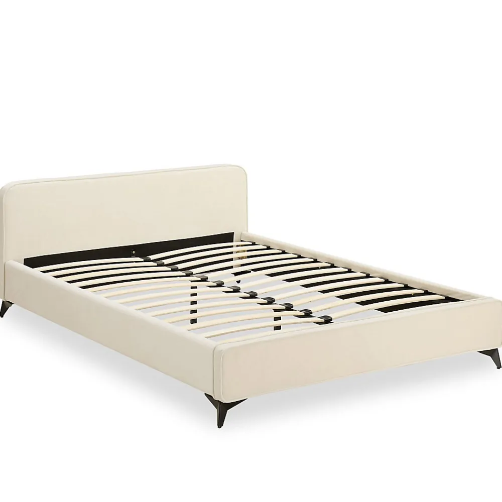 Lit double RAVELLO 140 x 190 cm, revêtement en tissu - Blanc crème>Idimex Outlet