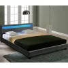 Lit Double Rembourré à LED Sommier à Lattes Polyester 140 x 200 cm Gris Foncé>Corium Hot