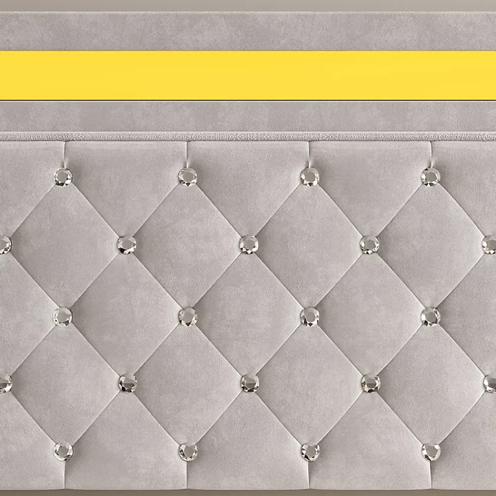 Fortuna lai Lit double rembourré, 160 x 200 cm, LED, hydraulique, avec espace de rangement et sommier à lattes, velours beige* Lit Coffre