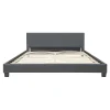 Corium Lit Double Rembourré Albacete Sommier à Lattes Similicuir 180 x 200 cm Gris Foncé* Lit Double
