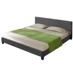 Lit Double Rembourré Design Sommier à Lattes Polyester 180 x 200 cm Gris Foncé>Corium Sale
