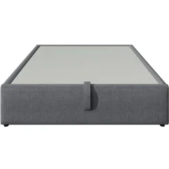 Lit double rembourré 140x200 cm, Lit de rangement Cadre de lit avec USB- C, Sans tête de lit, Coton, Gris,Sans matelas><noscript><img width=