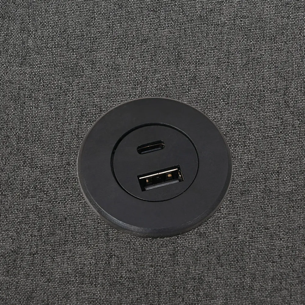Lit double rembourré 140x200 cm, Lit de rangement Cadre de lit avec USB- C, Sans tête de lit, Coton, Gris,Sans matelas>Gutent Hot