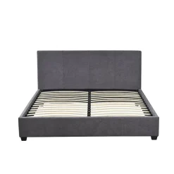 Lit double ROMA 140x200 cm PU gris Sommier inclus Design moderne Structure MDF>Meublorama Clearance