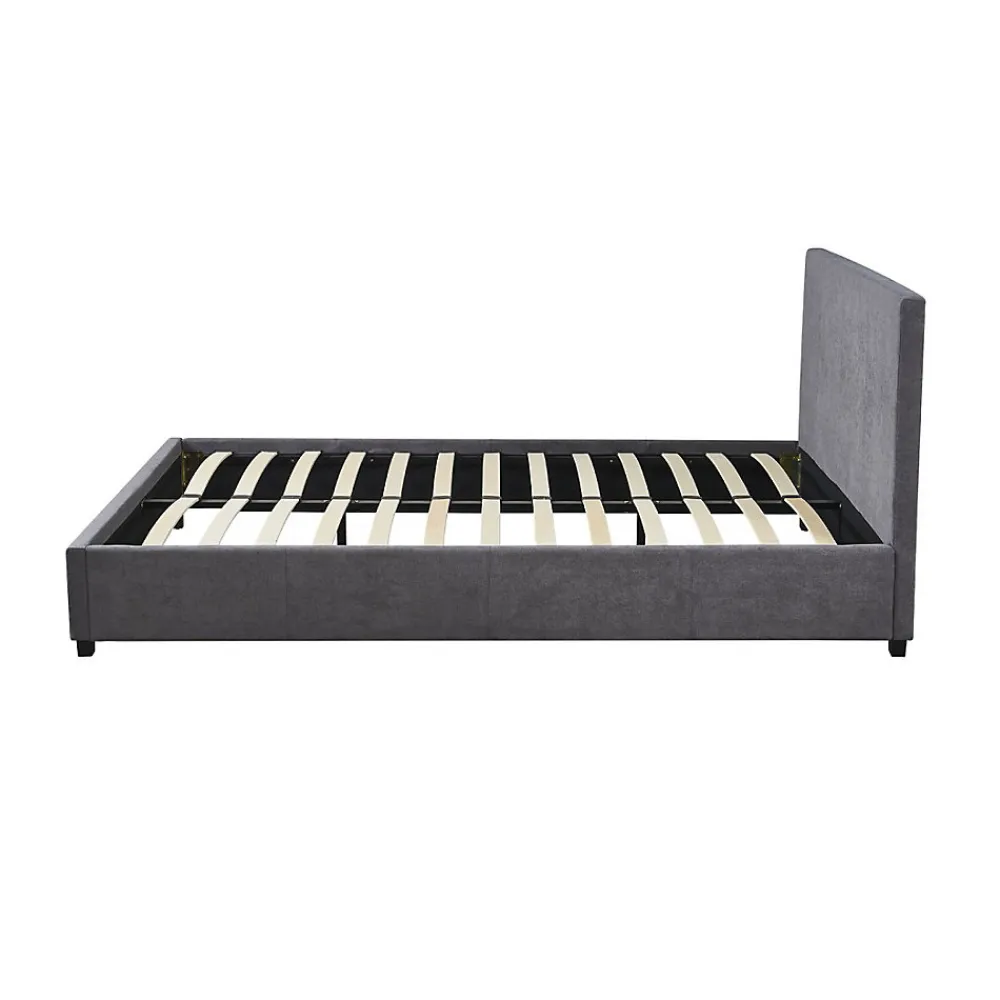 Lit double ROMA 140x200 cm PU gris Sommier inclus Design moderne Structure MDF>Meublorama Clearance
