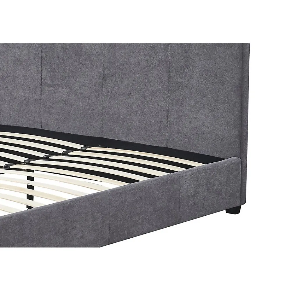 Lit double ROMA 140x200 cm PU gris Sommier inclus Design moderne Structure MDF>Meublorama Clearance