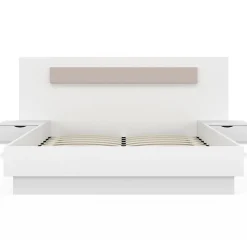 Lit double SANTA avec tête de lit + tables de chevet intégrées et sommier 140 x 190 cm blanc><noscript><img width=
