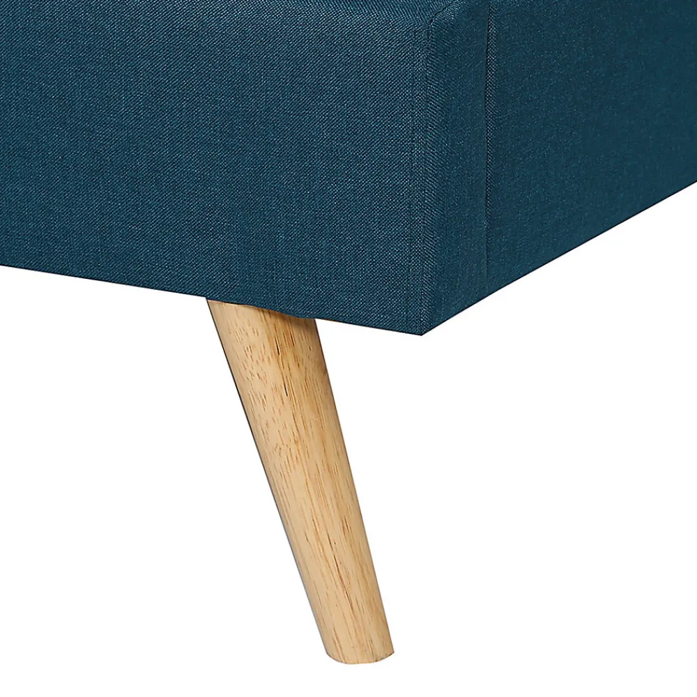 Lit double scandinave OSLO avec tête de lit et sommier 140 x 190 cm tissu bleu canard>IDMarket Clearance