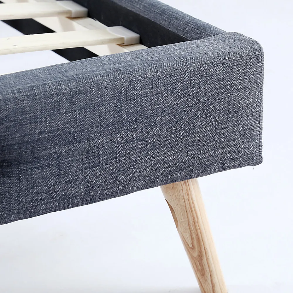 Lit double scandinave OSLO avec tête de lit et sommier 160 x 200 cm tissu gris anthracite>IDMarket