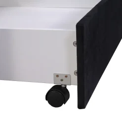 Generique Lit Double 180x200 - Lit Capitonné en Velours Noir avec 2 Tiroirs, Lit Adulte Moderne avec Rangement* Lit Double