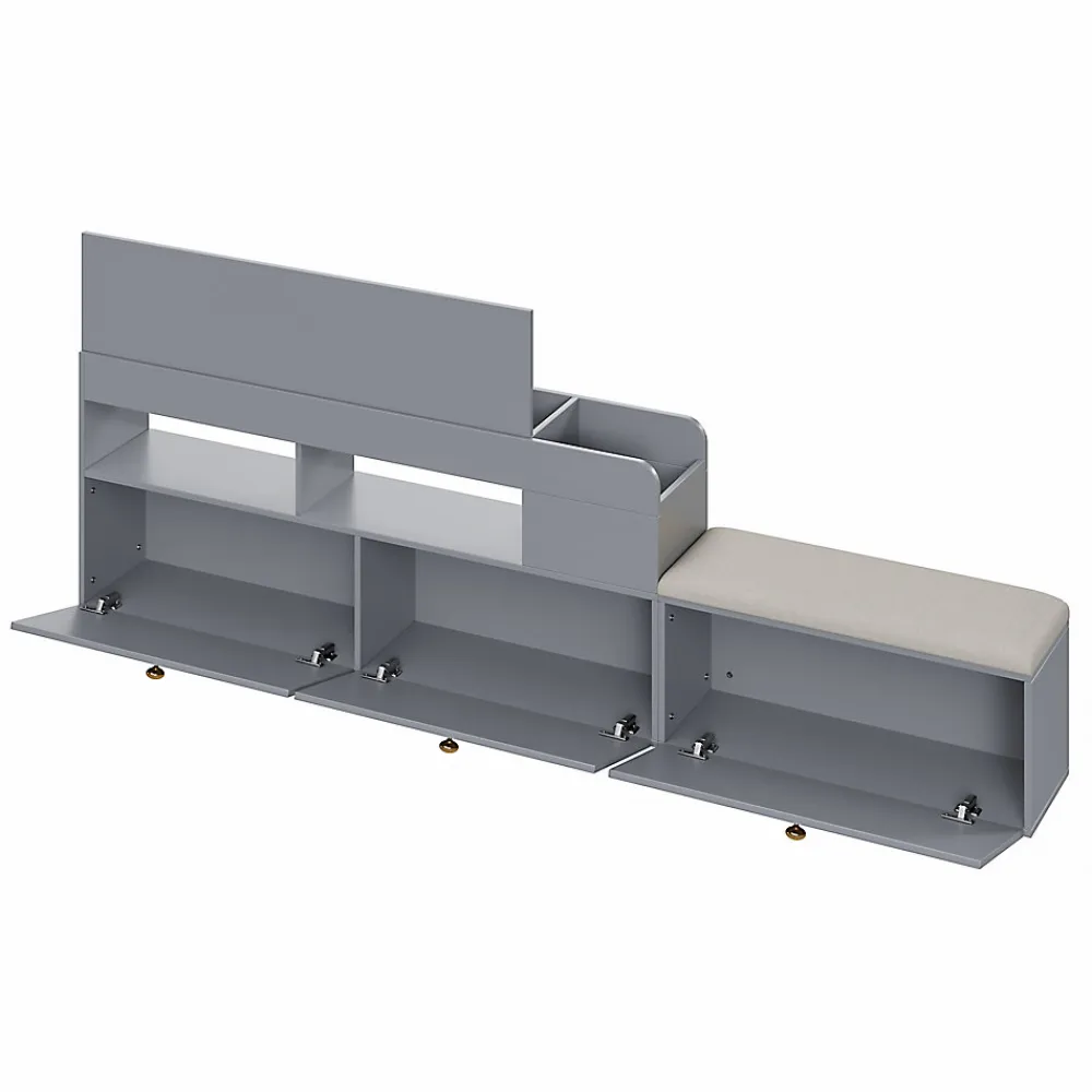 Lit Double 140x200 cm - avec Rangement Intégré et Tiroirs Latéraux, Banc Coffre pour Gain de Place - Gris>Okwish New