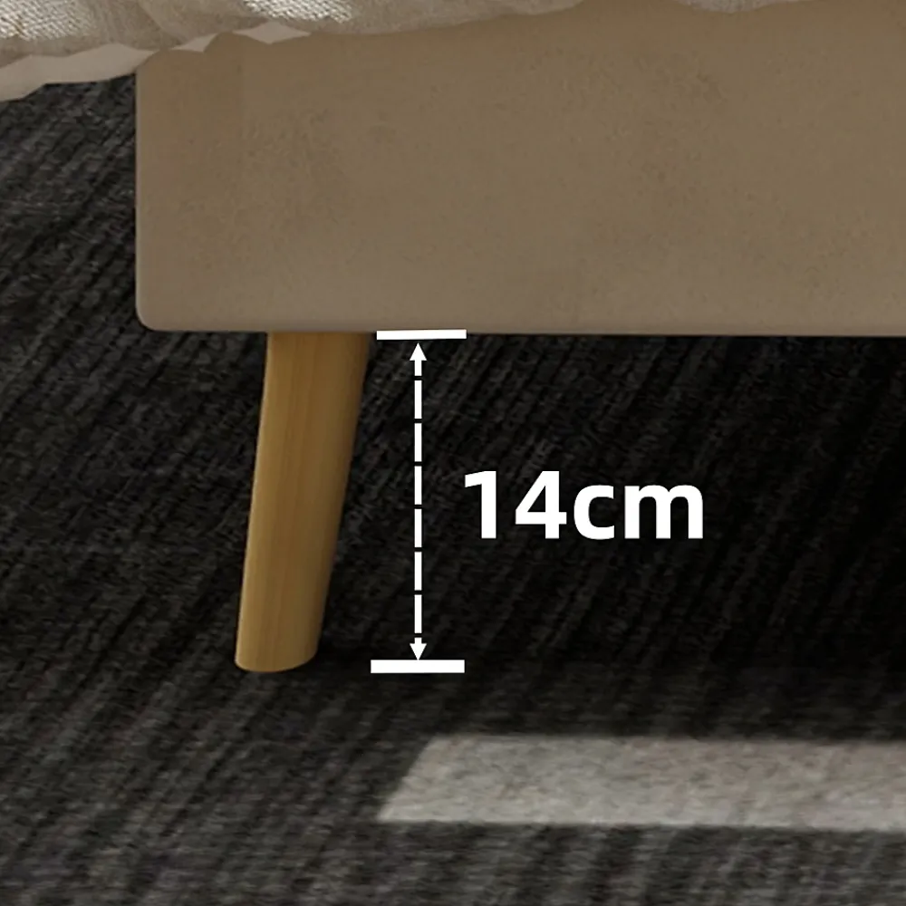 Okwish Lit Double 160x200 cm - avec Tête de Lit Douce et Base Basse Anti-Poussière, Cadre Confortable, en Velours, Beige, Sans Matelas* Lit Double
