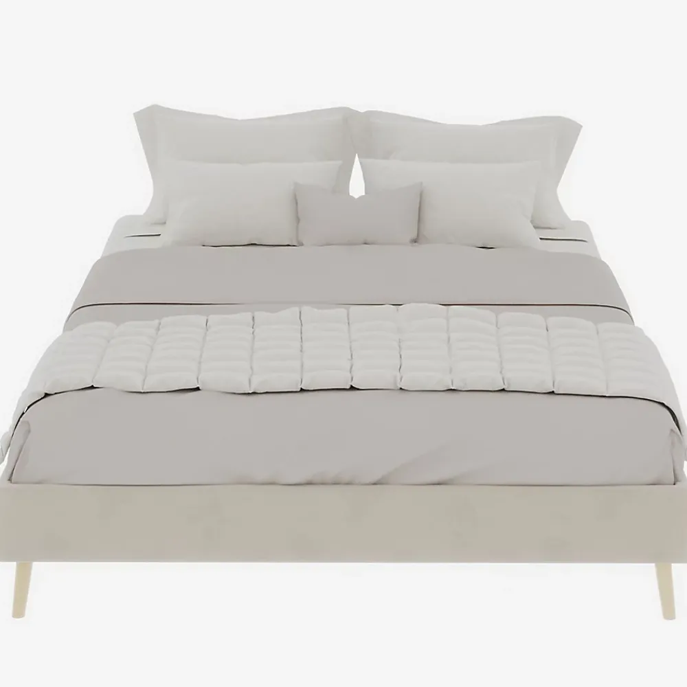 Okwish Lit Double 140x200 cm - Cadre Moderne, Revêtement en Velours, sans Matelas, Beige* Lit Double