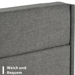 Lit double 140x200 cm - Lit adulte double capitonné avec sommier à lattes - Lin - Sans Matelas - Gris Foncé><noscript><img width=