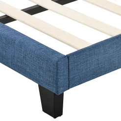 Okwish Lit double 140x200 cm - Lit adulte capitonné avec sommier à lattes - Lin - Sans Matelas - Bleu* Lit Double