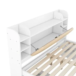 Okwish Lit Double 180x200 cm - Lit Adulte avec 4 Tiroirs et Tête Multifonctionnelle - Bois de Pin et MDF - Blanc - Sans Matelas* Lit Double