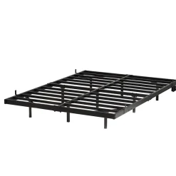 Okwish Lit Double 140x200 cm - Lit Adulte Metal avec Éclairage LED et Ports USB, Contrôle Télécommande App, Noir, sans Matelas* Lit Double