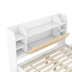 Okwish Lit Double 160x200 cm - Lit Adulte avec 4 Tiroirs et Tête Multifonctionnelle - Bois de Pin et MDF - Blanc - Sans Matelas* Lit Double