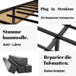 Lit Double 180x200 cm - Lit Adulte en PU avec Têtières Amovibles et Boucles Métalliques - design Moderne - Sans Matelas - Beige><noscript><img width=