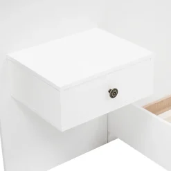 Lit double 160x200 cm - Lit en bois avec 2 tables de chevet et USB - Bois massif - Sans Matelas - Naturel><noscript><img width=