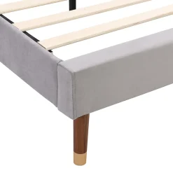 Okwish Lit Double 140x200 cm - Lit Rembourré ado - Velours - Sans Matelas - Gris* Lit Double
