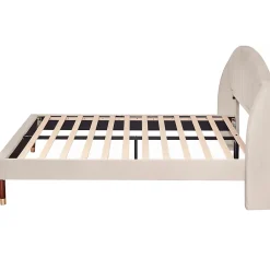 Generique Lit Double 160x200 cm - Lit Rembourré ado - Velours - Sans Matelas - Beige* Lit Double