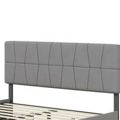 Lit double 160x200 cm, 4 tiroirs en fer, sommier à lattes, structure en métal, tissu velours, gris><noscript><img width=