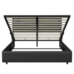 Lit Double 140x200 Cm Avec Rangement Et Port De Charge, Éclairage Par Bande Lumineuse, Noir><noscript><img width=