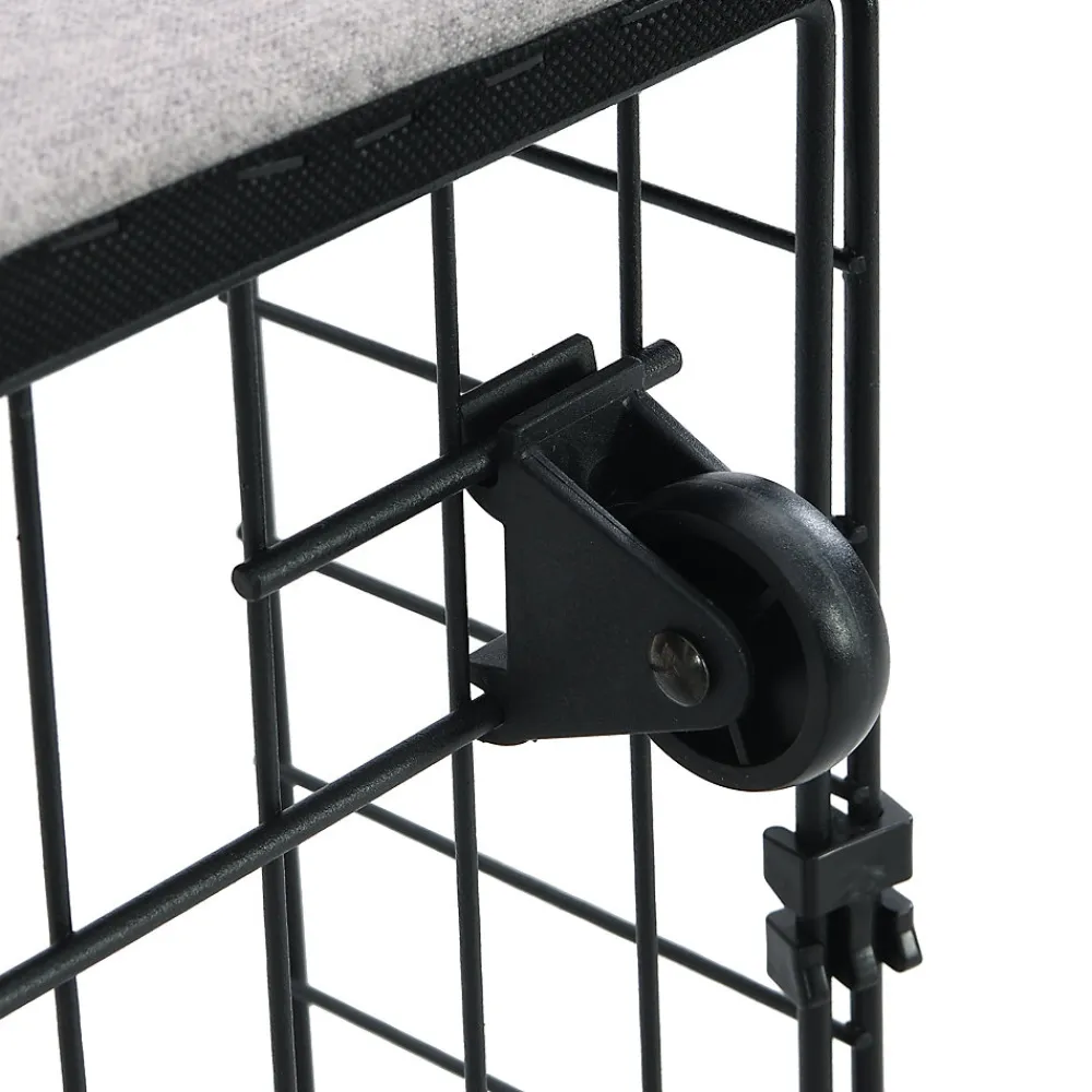 Lit Double 180x200 cm, Lit Capitonné avec LED et 2 Tiroirs, Structure en Tissu Lin et Métal, Gris - Sans Matelas>Okwish