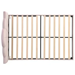 Okwish Lit double 140x200 cm, Lit capitonné en velours avec tête de lit coquillage et pieds dorés - Sans Matelas, Rose* Lit Double