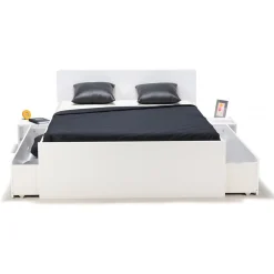 Lit double ZENIA 160x200 + 2 chevets + 2 tiroirs / Blanc>Weber Industries Online