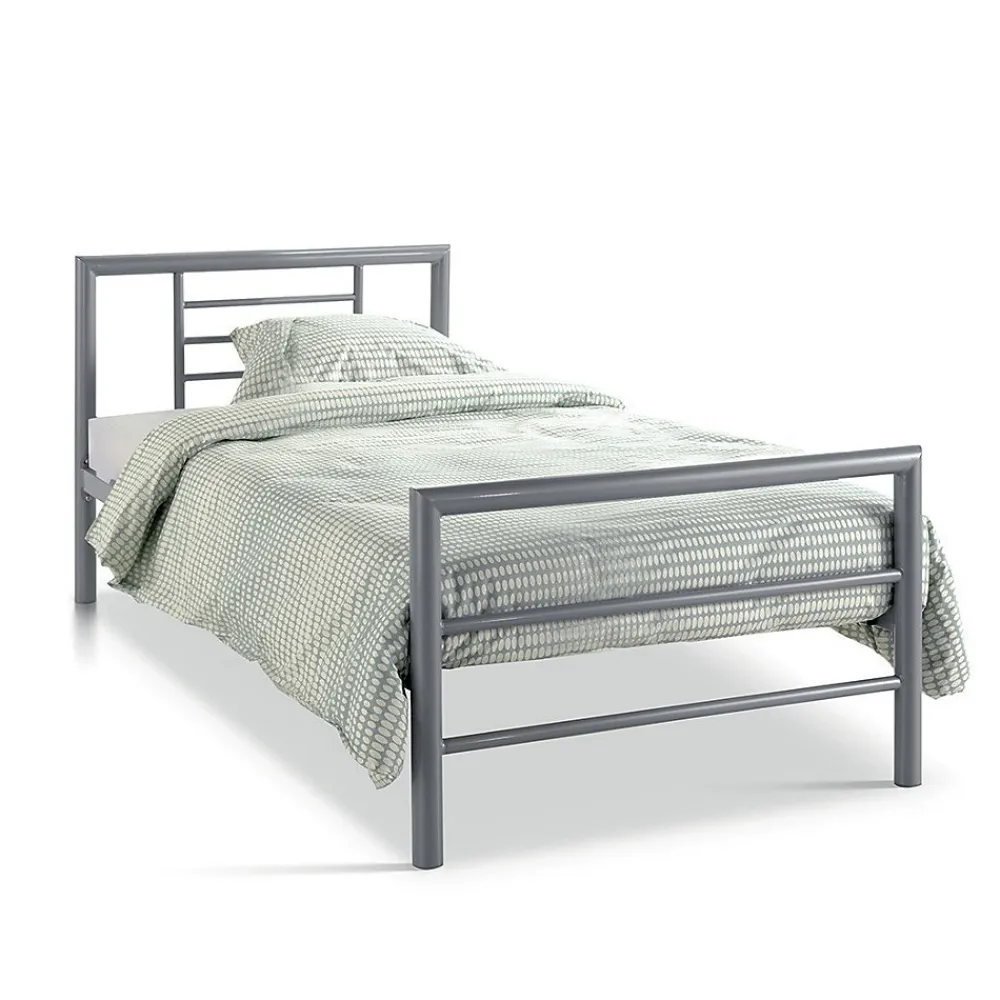 Lit ECHO Lit simple 90x200 cm gris métal avec sommier inclus>Meublorama