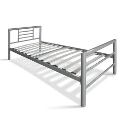 Lit ECHO Lit simple 90x200 cm gris métal avec sommier inclus><noscript><img width=