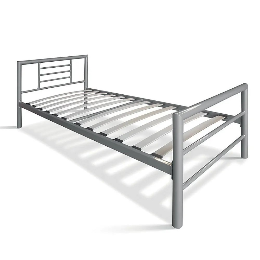 Lit ECHO Lit simple 90x200 cm gris métal avec sommier inclus>Meublorama