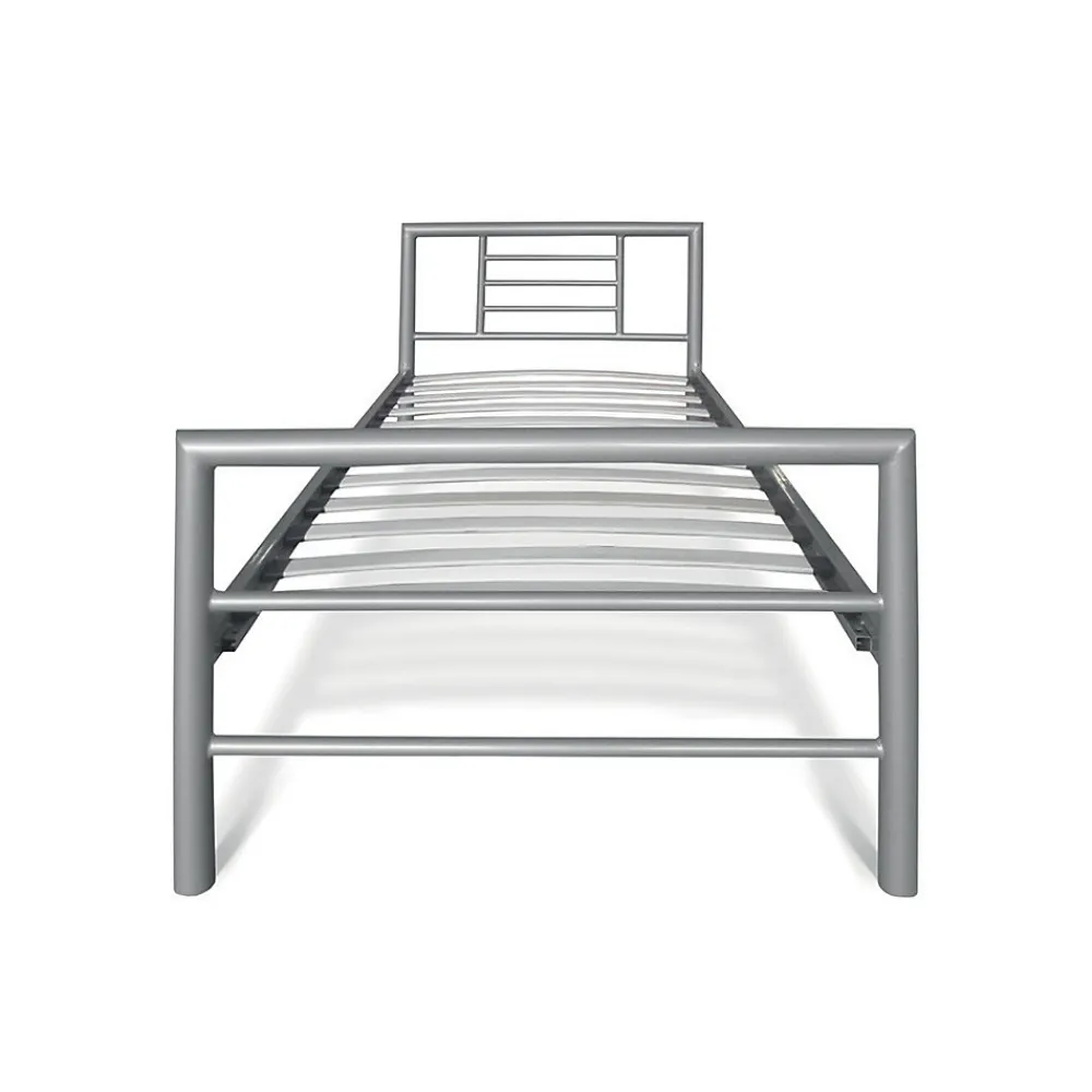 Lit ECHO Lit simple 90x200 cm gris métal avec sommier inclus>Meublorama