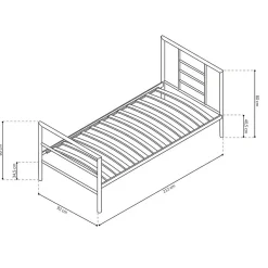 Lit ECHO Lit simple 90x200 cm gris métal avec sommier inclus><noscript><img width=