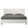 Ityhome Lit Egos Annalisa avec sommier 160x200 et coussins simili cuir blanc* Lit Coffre