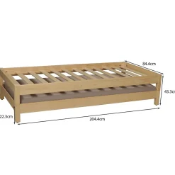 Lit empilable JONAS 80x200 (lot de deux lits)+ 2 sommiers / Naturel><noscript><img width=