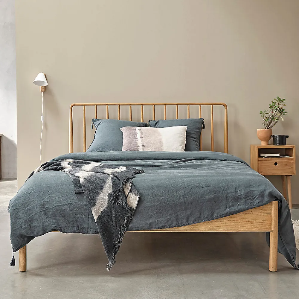 Lit en bois massif 160 cm avec sommier>Berah Getah Hot