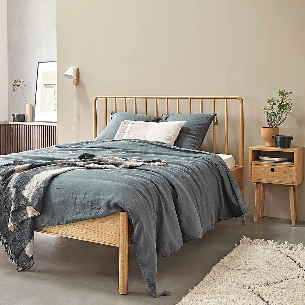 Lit en bois massif 160 cm avec sommier>Berah Getah Hot