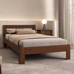 Idimex Lit en bois THEO 100 x 200 cm - Coloris châtaignier* Lit Simple