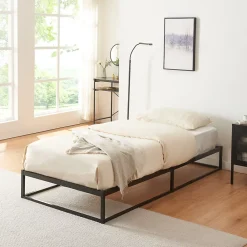 [En.Casa] Lit en métal Trerunta acier 90 x 200 cm noir en.casa* Lit Simple