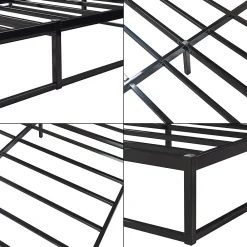Lit en métal Trerunta acier 160 x 200 cm noir en.casa><noscript><img width=