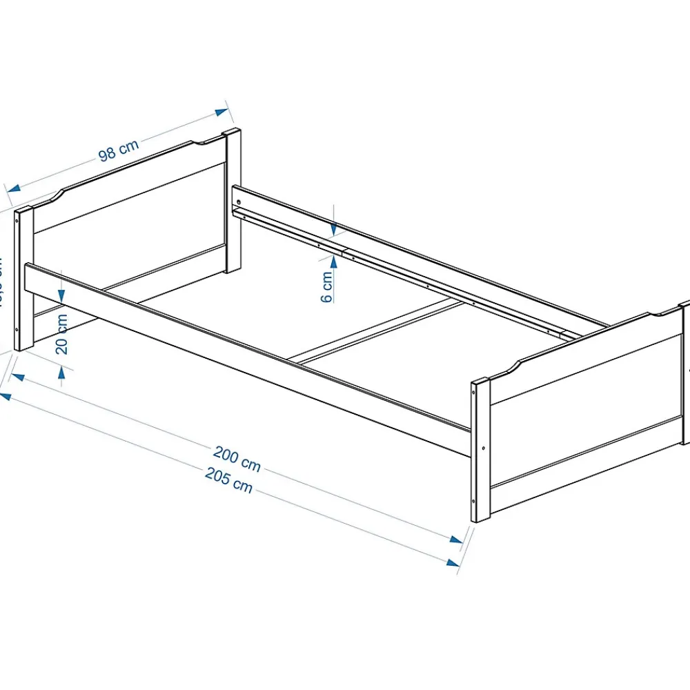 Idimex Lit en pin FRITZ, 90 x 200 cm, lasuré blanc* Lit Simple