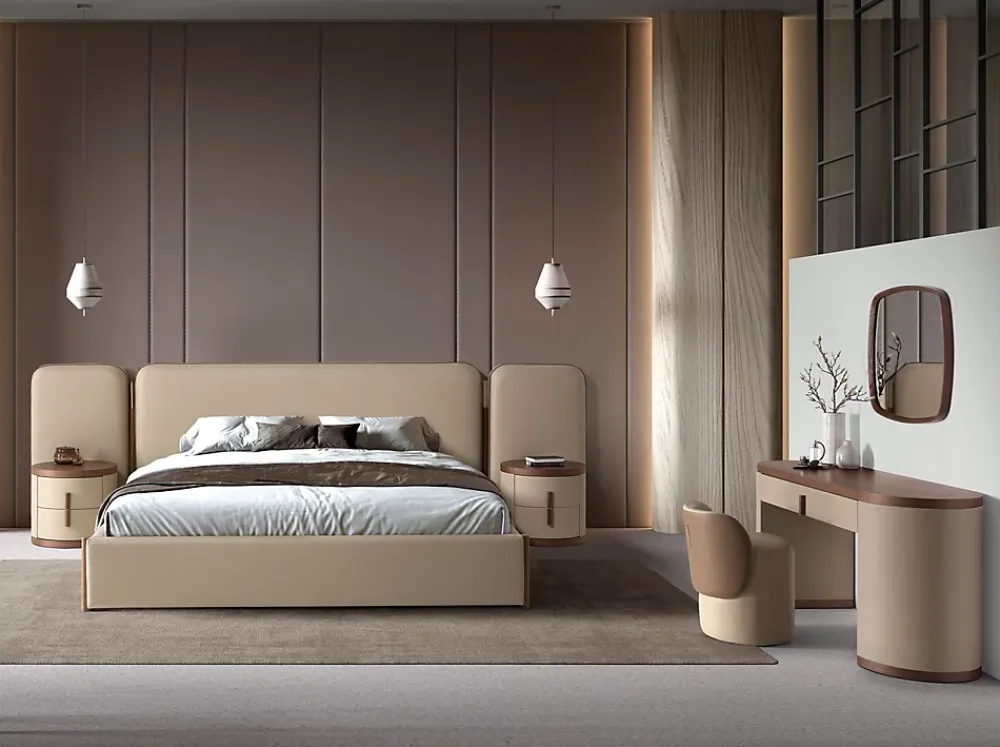 Angel Cerda Lit en simili cuir couleur vison* Lit Simple