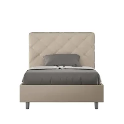 Lit en simili cuir gris tourterelle Priya avec sommier tapissé 120x190>Ityhome