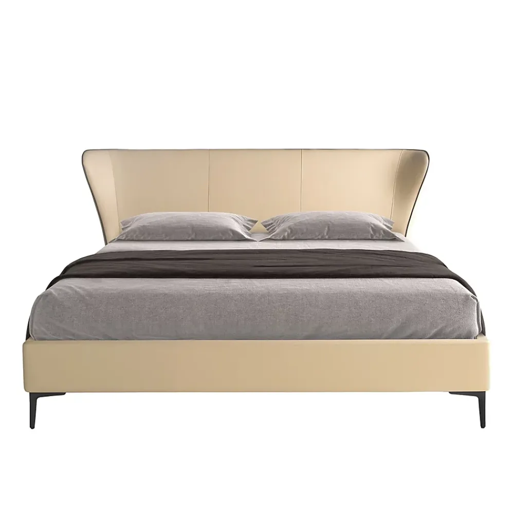 Angel Cerda Lit en similicuir crème moderne avec sommier multi-lits* Lit Simple