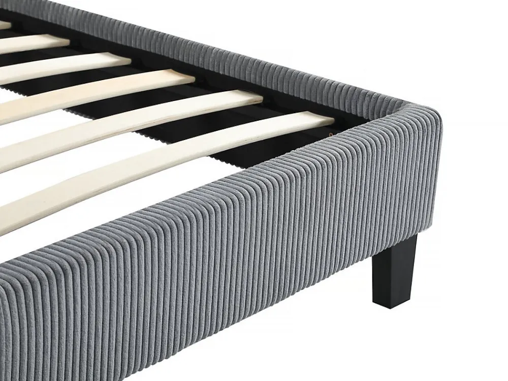 Lit en Velours Cotelé "Ambre" 140 x 190 Gris>Habitat Et Jardin New