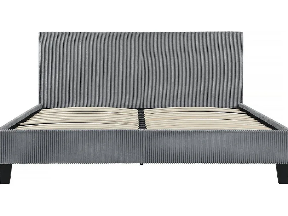 Lit en Velours Cotelé "Ambre" 140 x 190 Gris>Habitat Et Jardin New