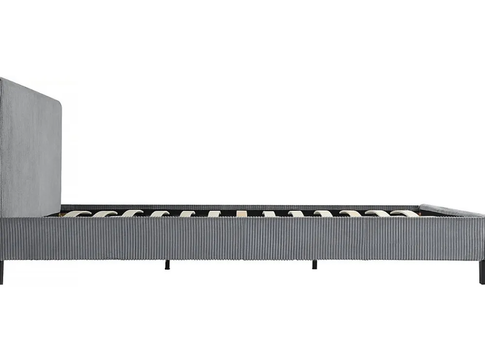 Lit en Velours Cotelé "Ambre" 140 x 190 Gris>Habitat Et Jardin New